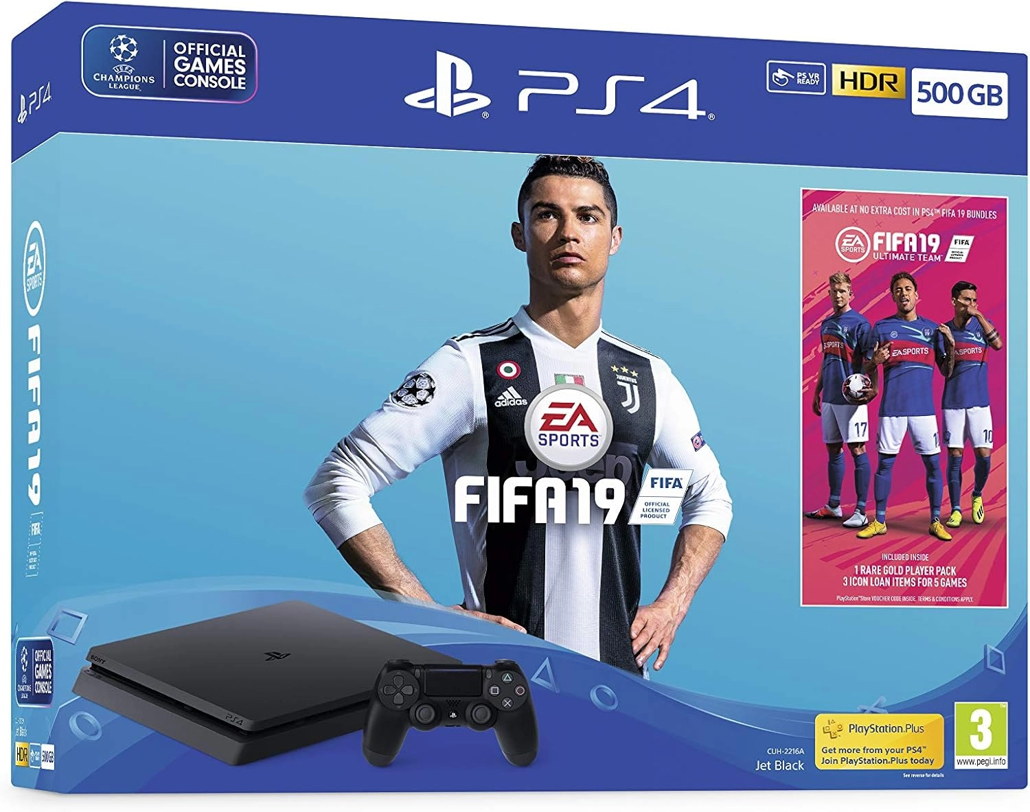 PlayStation 4 slim - 500GB + DUALSHOCK 4 + FIFA 19