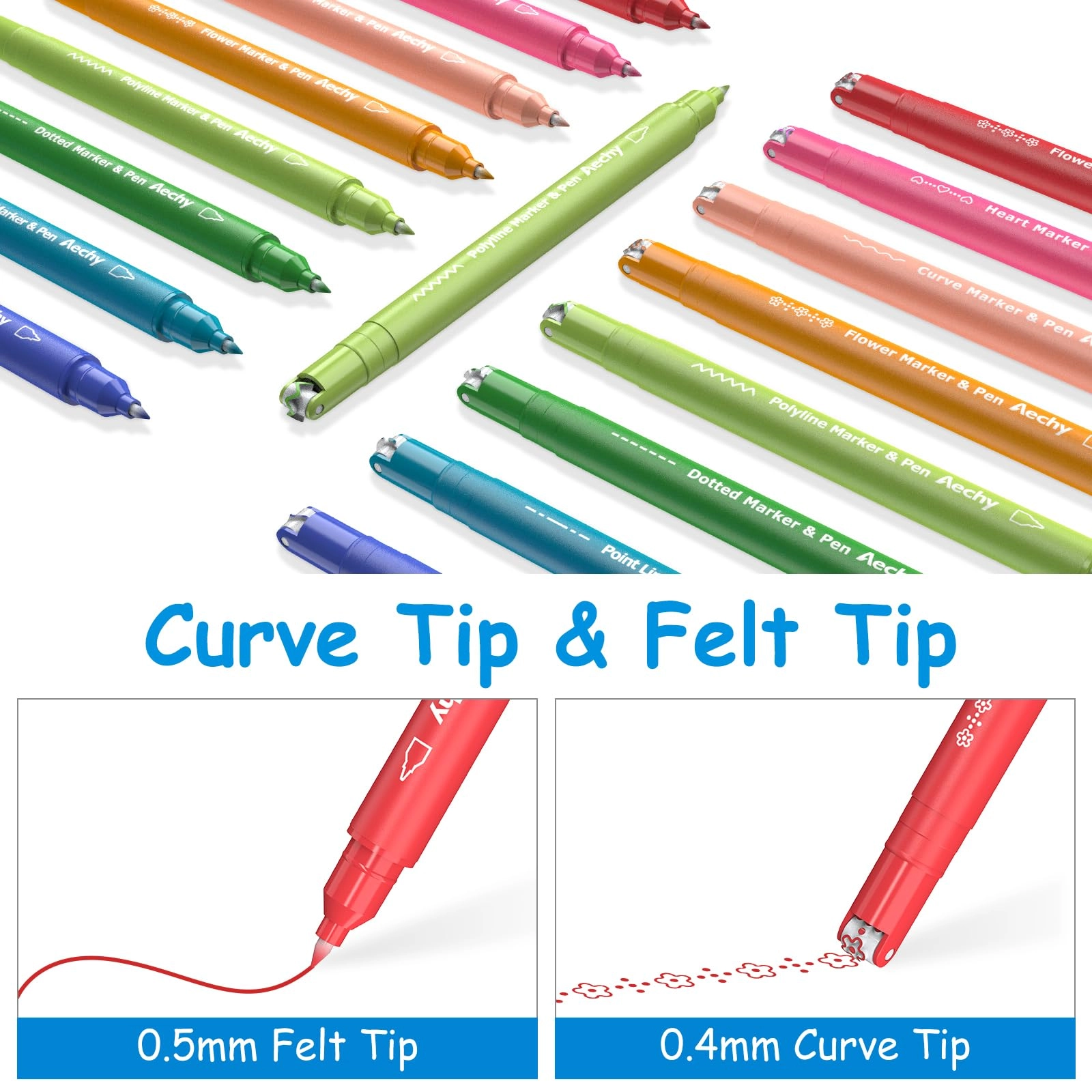 Dual Tip Felt - 8 Multicolor 0.5mm