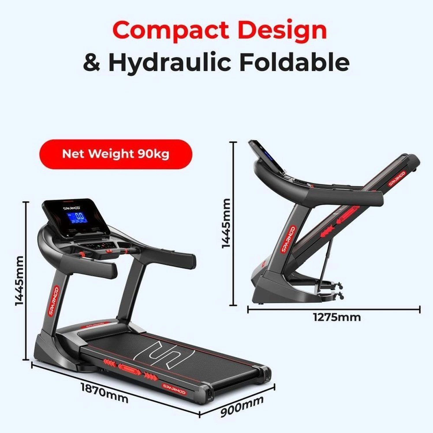 Foldable Treadmill 7hp Dimension2D[width=560.0, height=1350.0]mm