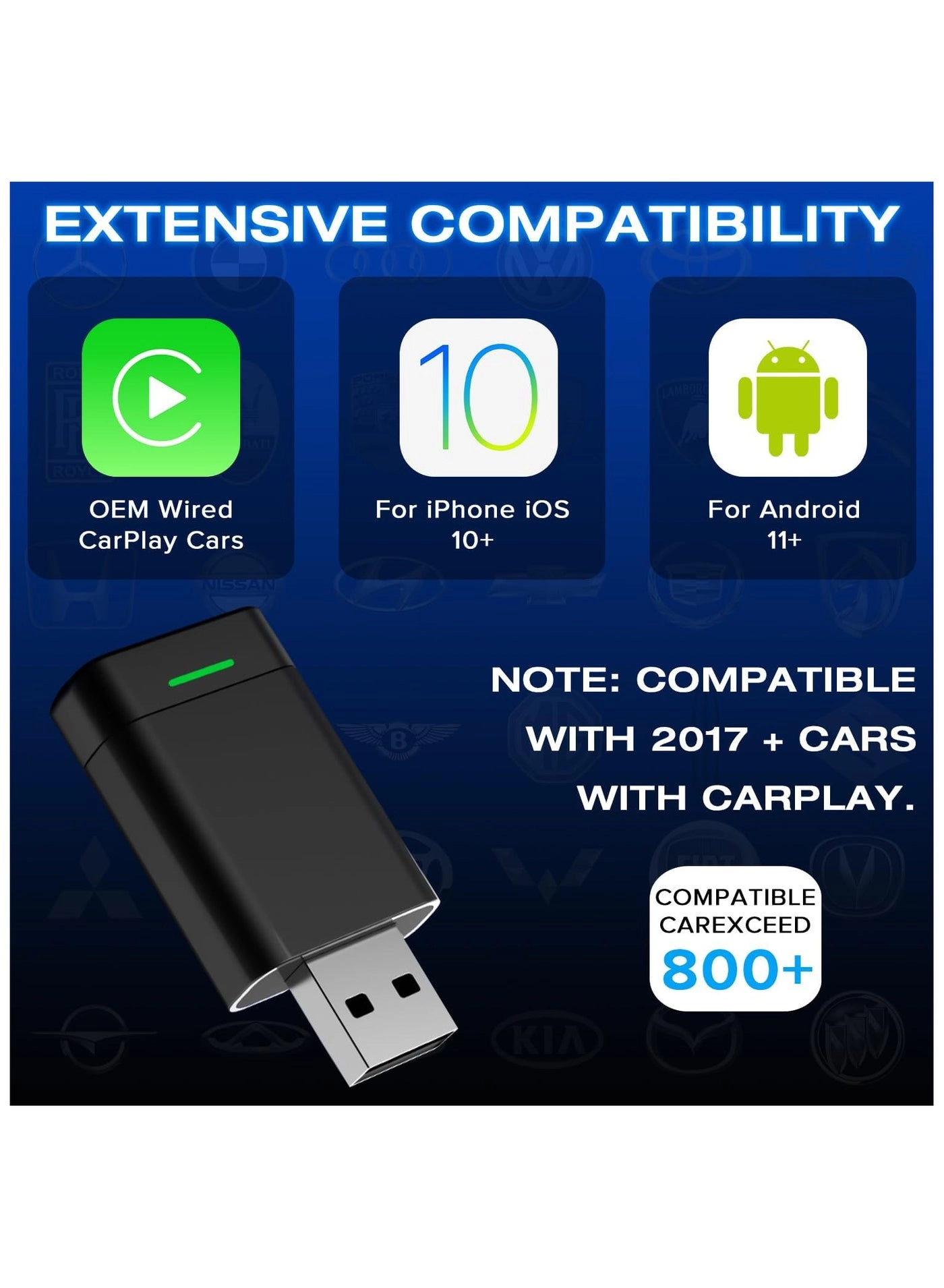 Wireless Carplay Adapter - 2-in-1 Android Auto