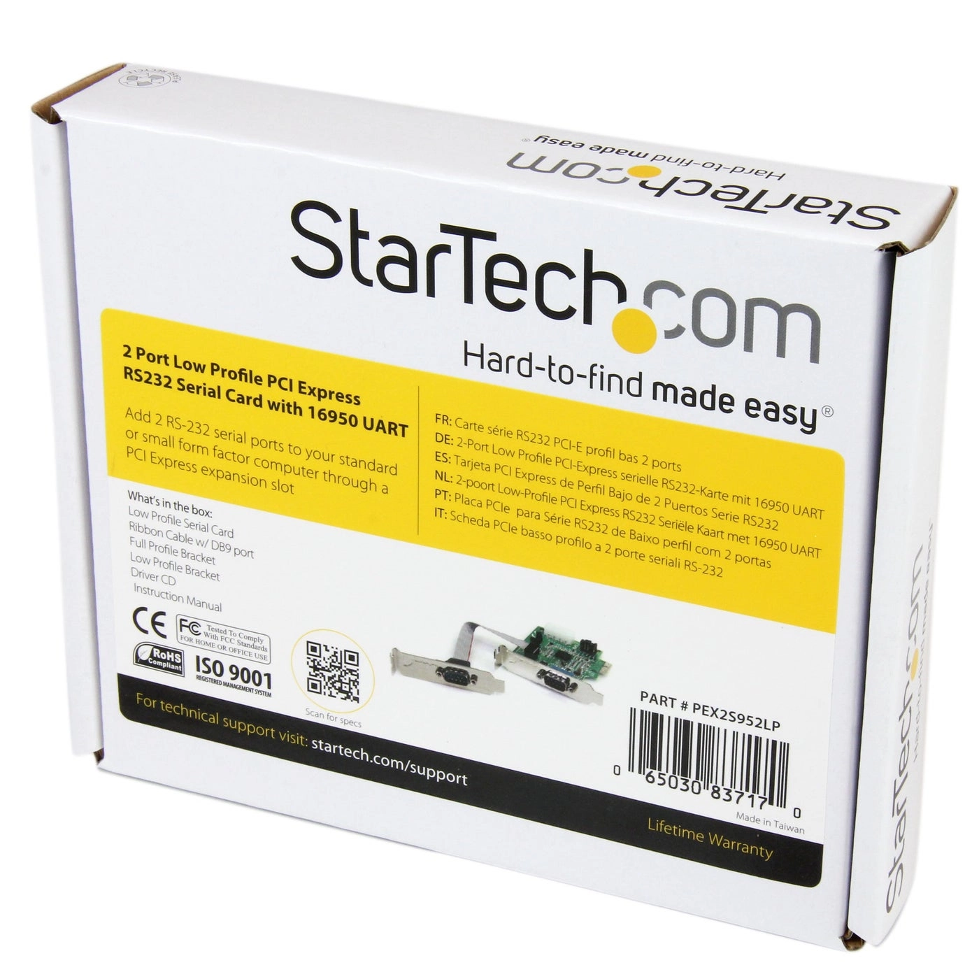 2 Port Low Profile Native RS232 PCI Express Serial Card - 16950 UART