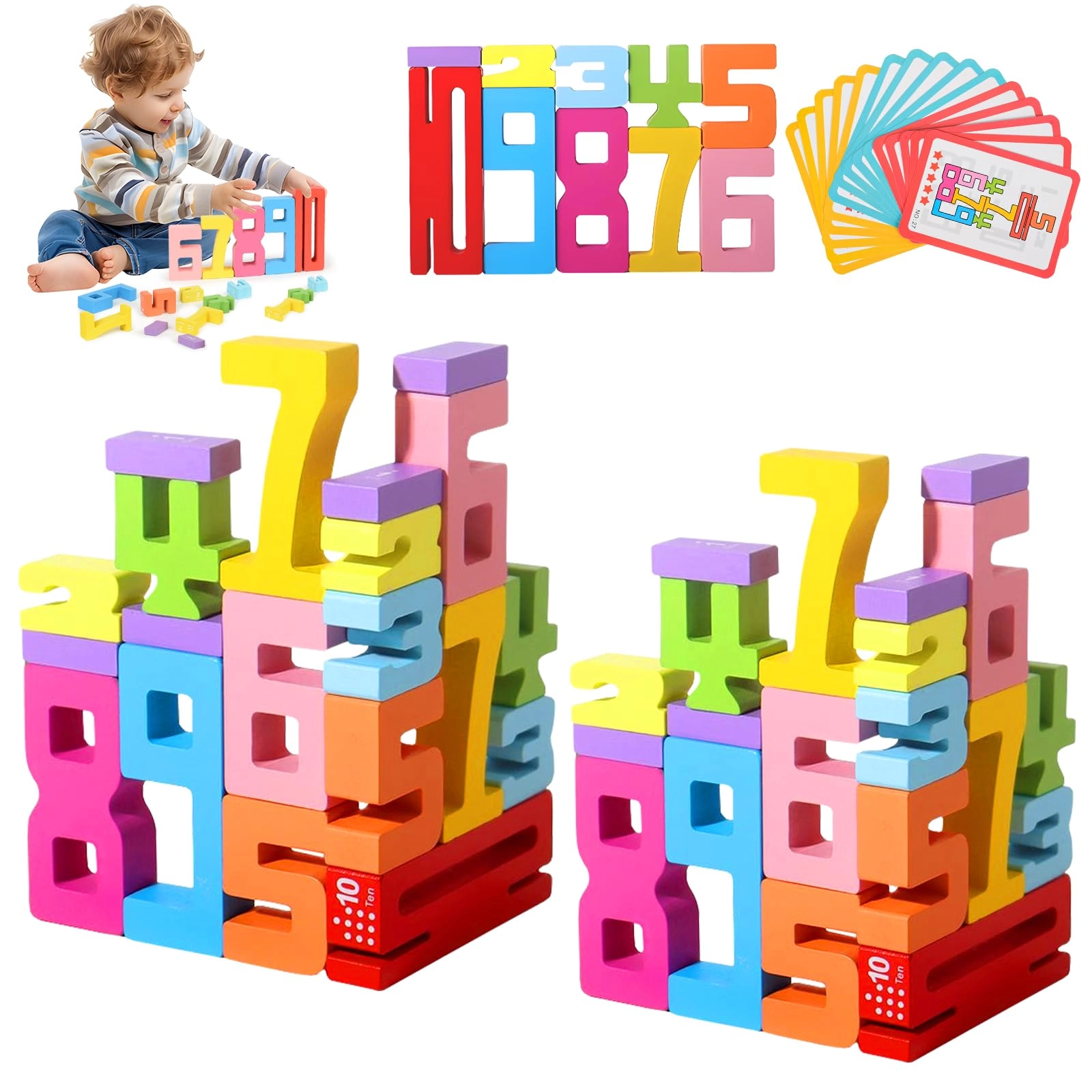 xinrongda Wooden Number Blocks - 3+ 35 pieces