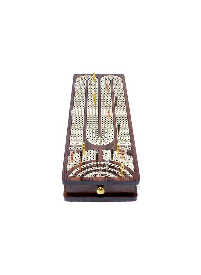 Continuous Cribbage Board - 4 Track Inlaid in Wenge Wood/Maple