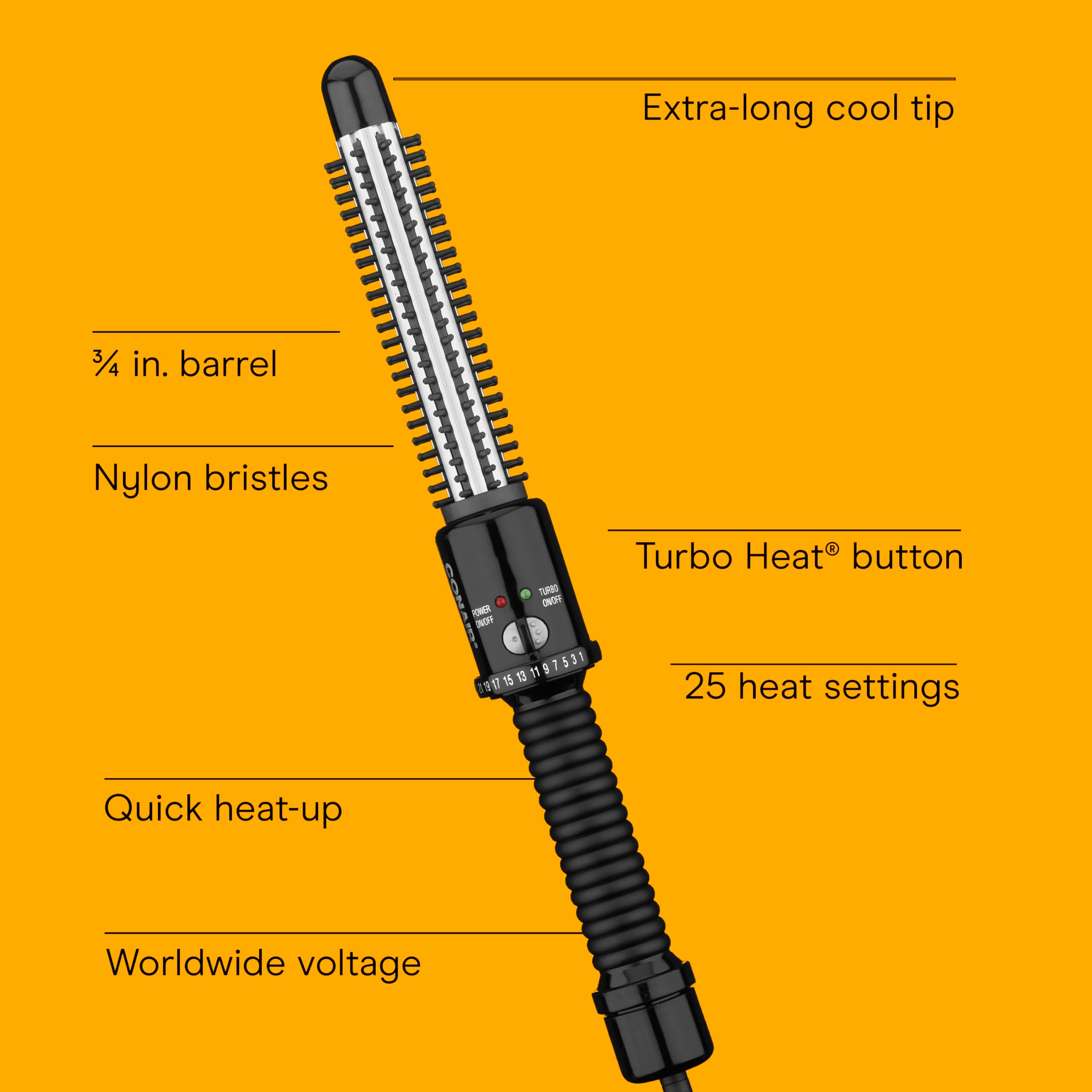 Instant Heat Curling Iron Brush - 3/4-Inch