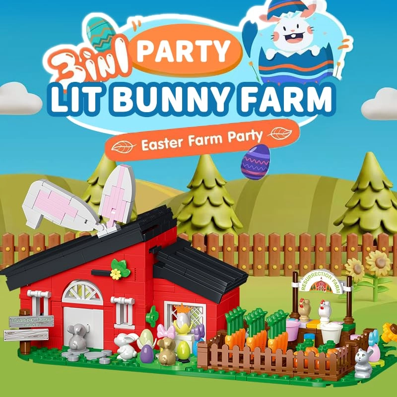 Easter Bunny Farm Building Blocks - bunny 445 pcs