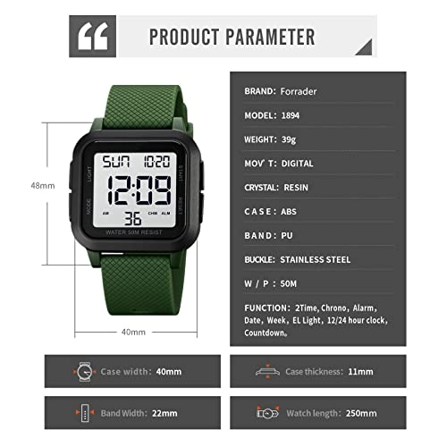 Sport Digital Watch 40mm Acrylonitrile Butadiene Styrene