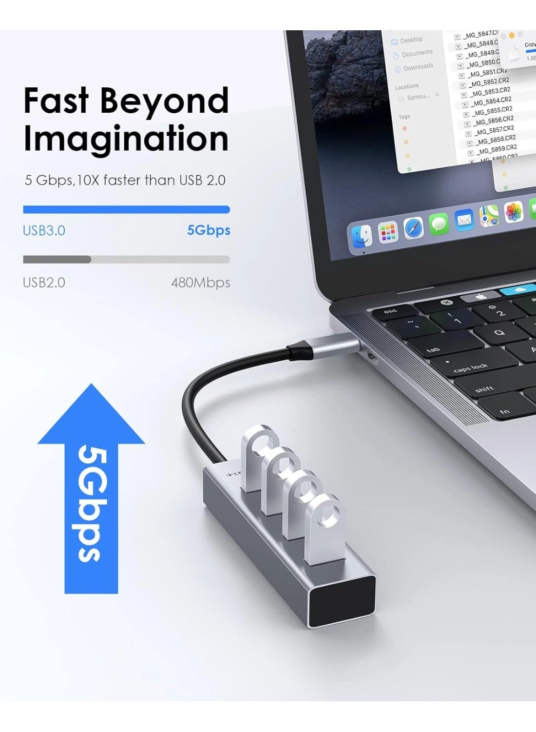 USB C Hub - 4 USB 3.0 Ports Space Gray
