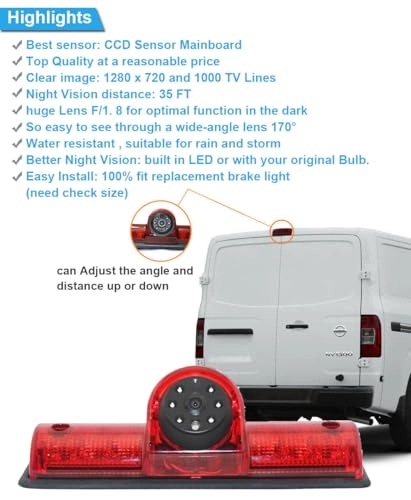 HD Brake Light Reversing Camera - 628x586 pixels