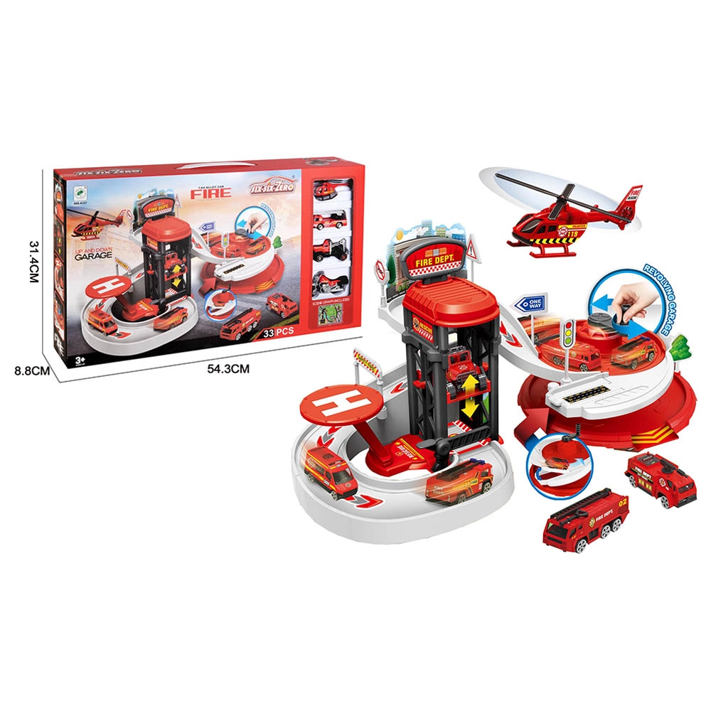 Fire Series Parking Lot - 1 helicopter 2 fire vehicle