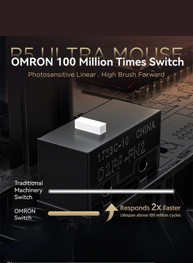 R5Ultra 8K Carbon Fiber Gaming Mouse - 2.4G Wireless Bluetooth USB