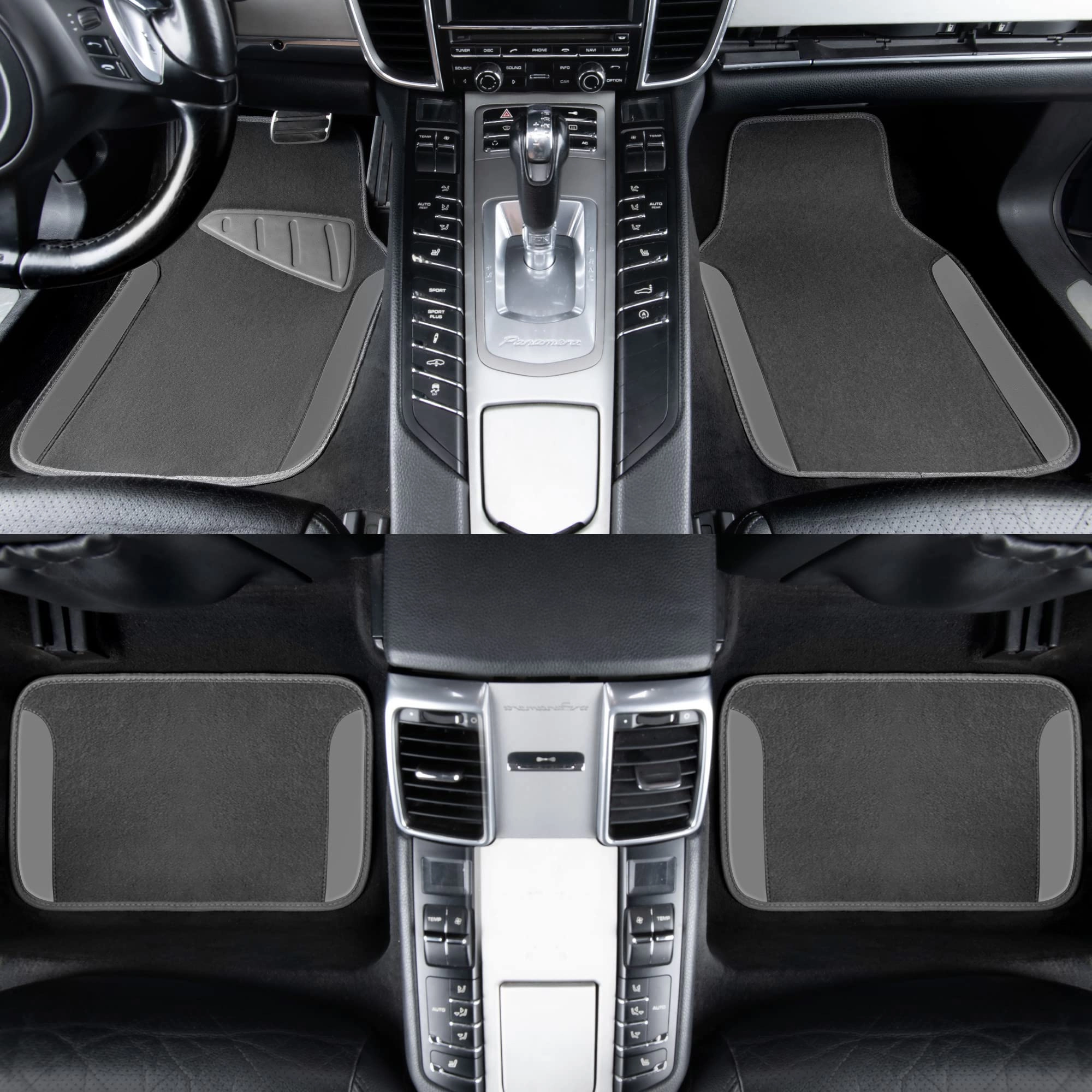Universal Fit Car Floor Mats - Set of 4pcs Black and Burgundy