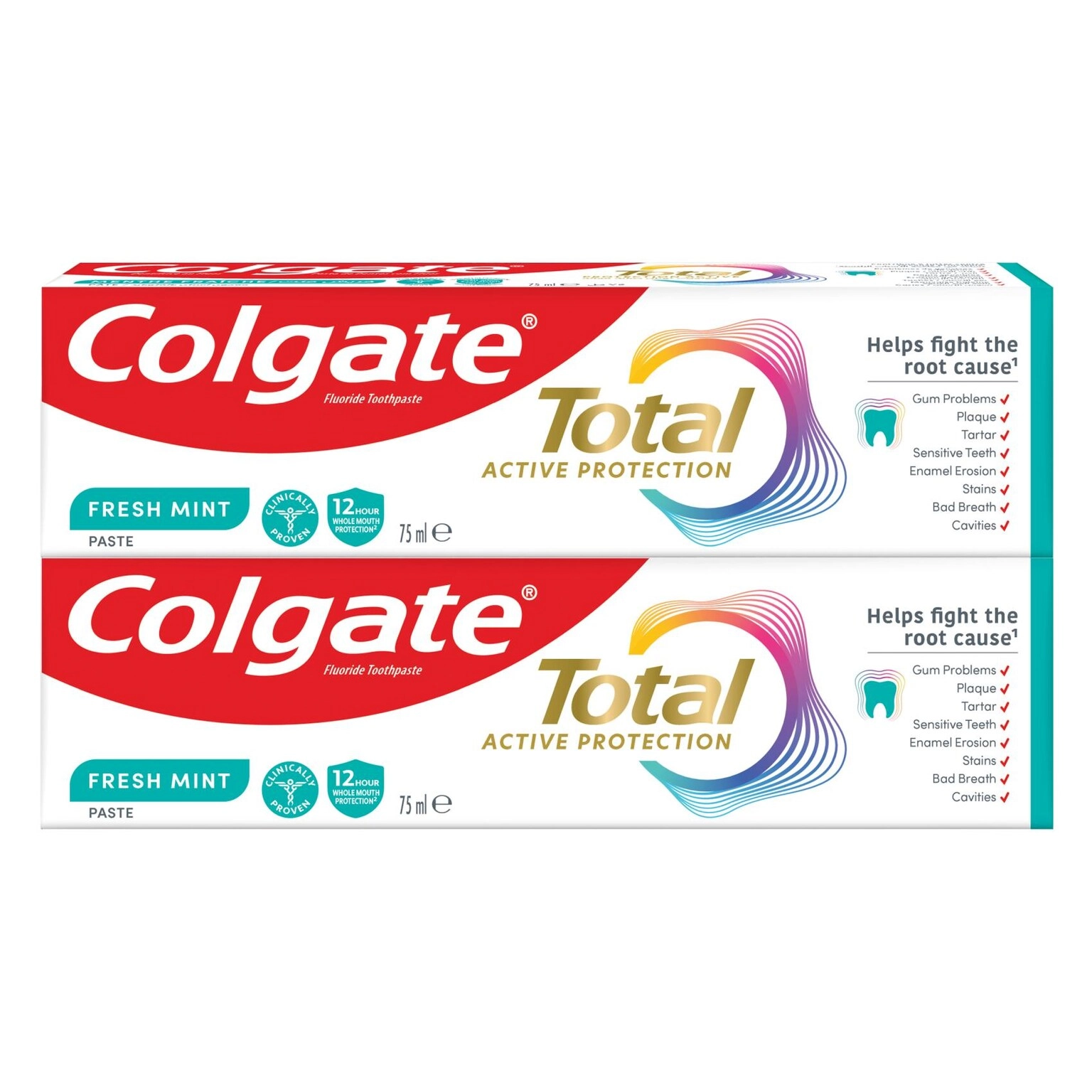 Colgate Total Active Protection Fresh Mint Toothpaste 75ml Pack of 2