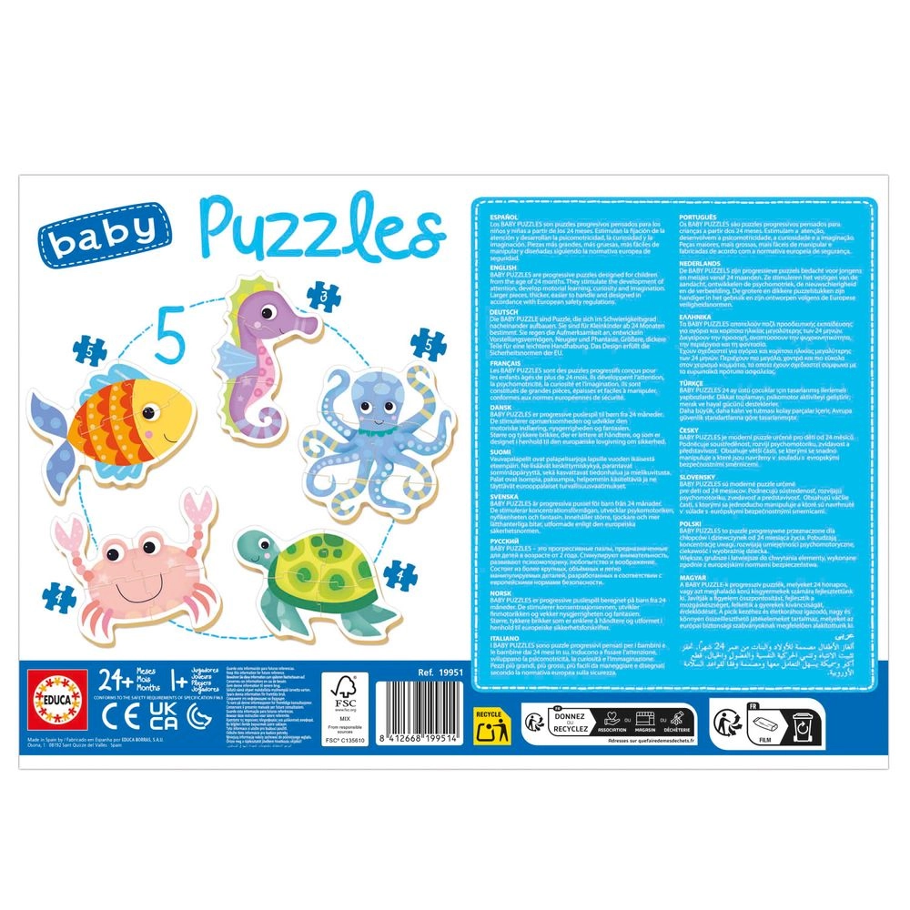 Aquatic Animals Baby Puzzles - 2+ 5 pieces