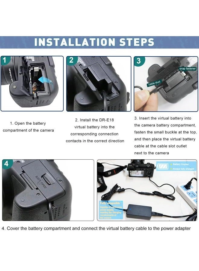 ACK-E18 - AC Power Adapter + DR-E18 - DC Coupler + LP-E17 - Dummy Battery