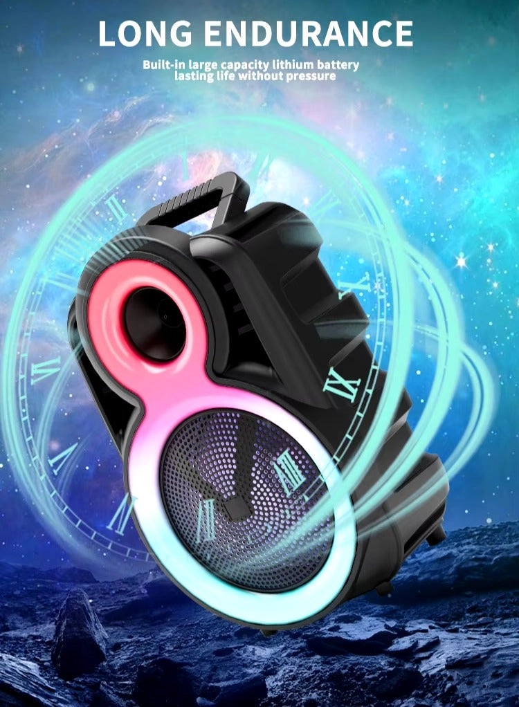 Wireless Bass Portable Party Speaker - 8 Inch LED Lights