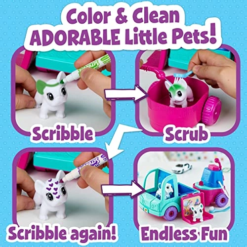 Scribble Scrubbie Pets Grooming Truck - 12 Washable Animal Figures Pack