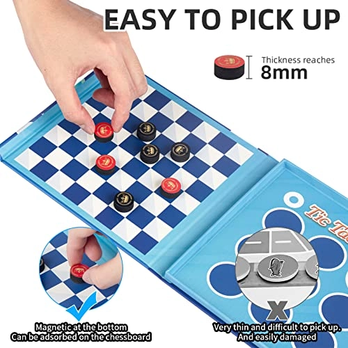 BSTSHIER - 2 in 1 Checkers&Tic-Tac-Toe