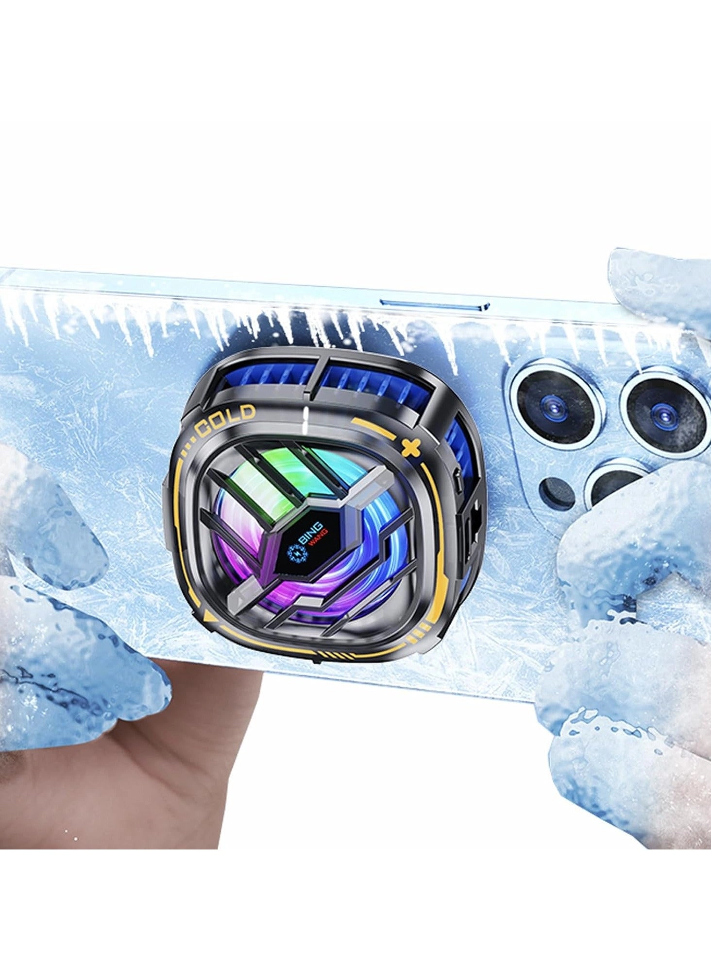 Loquat Mobile Phone Cooling Fan - RGB Portable Temperature Display