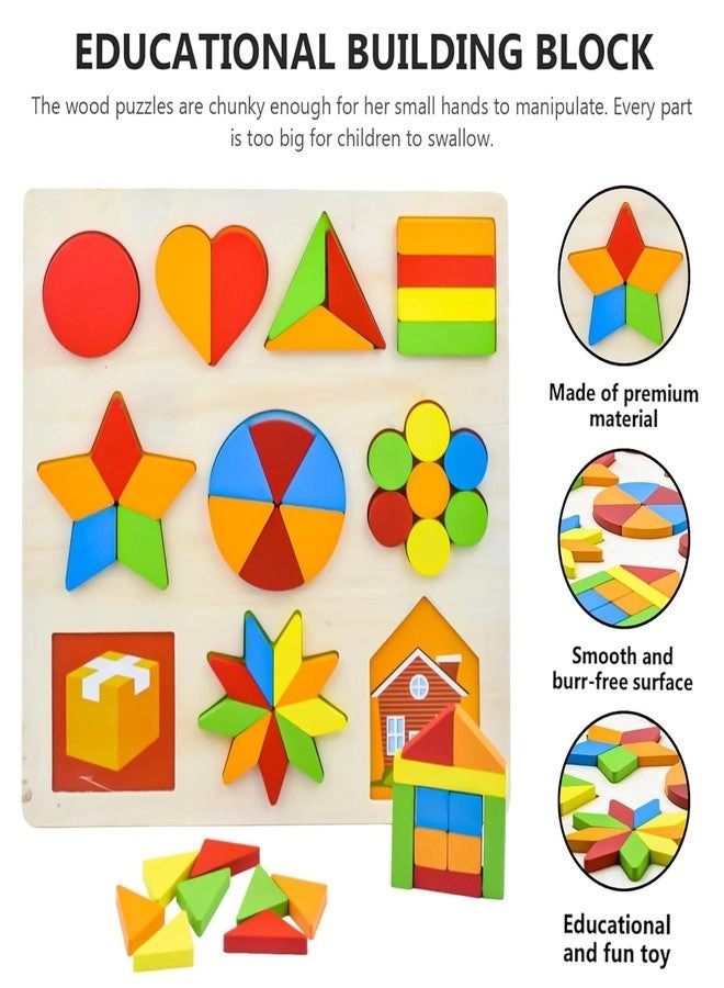 10 in 1 Wooden Square Tangram Puzzle - 40 pieces