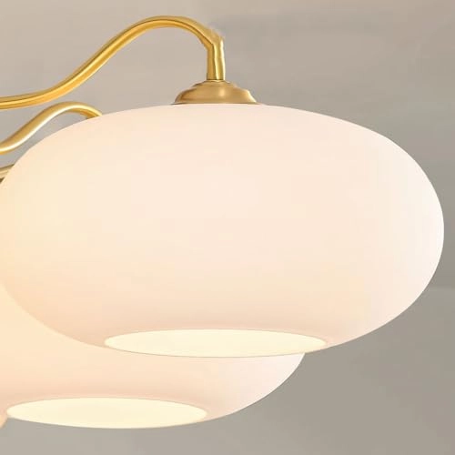 Mid Century Modern Milk Glass Chandelier - Dimmable