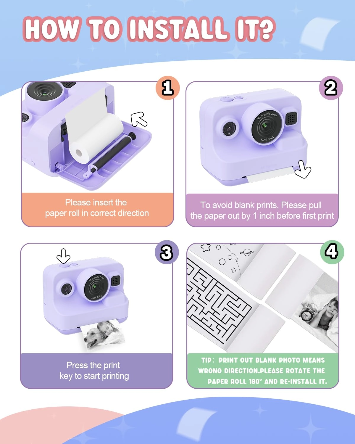 CA-01 - 2.4-inch Screen Instant Print Purple