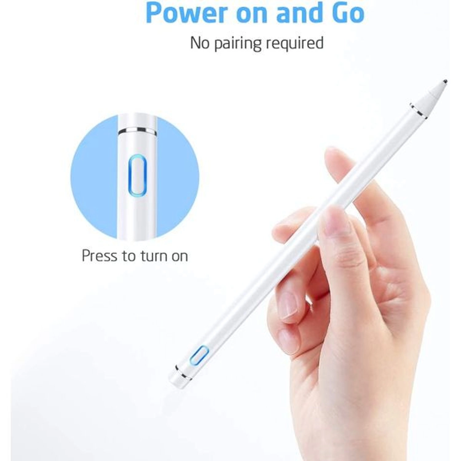 Digital Stylus - White Compatible with iPad, iPhone, and Most Phones and Tablets