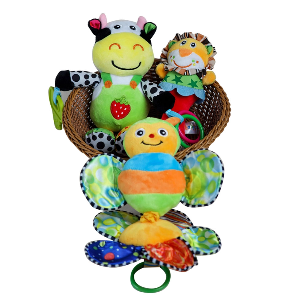 Esabela We Stitch Luv Vibrate and voice bear + Mechanical music bee + Cat rattle