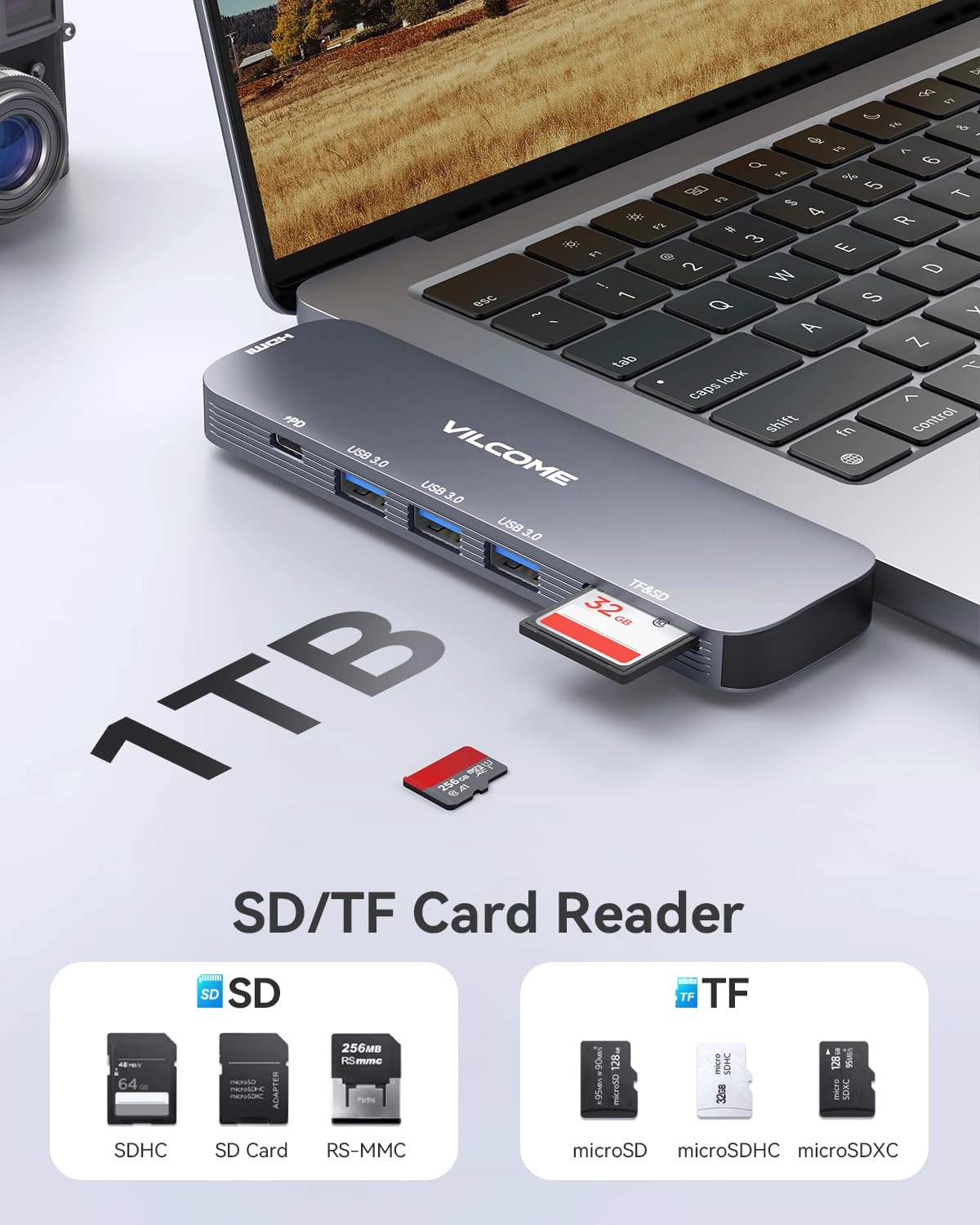 USB C Adapter - 7-in-2 Thunderbolt 3 PD 4K@60Hz HDMI