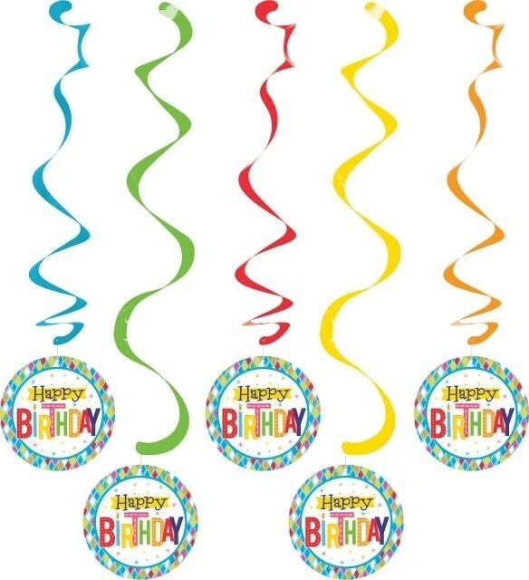 Party Zone Bright Birthday Dizzy Danglers - 5-Pack