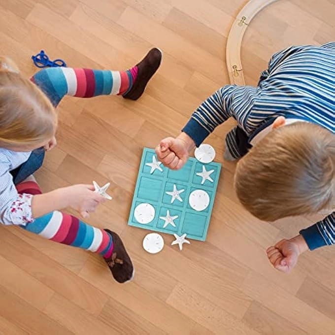 Tic Tac Toe - Beach House Decor Wooden Resin Seashell Starfish