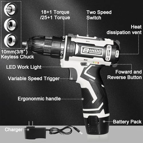 Cordless Drill - 20v 2000mah 25+1 Torque