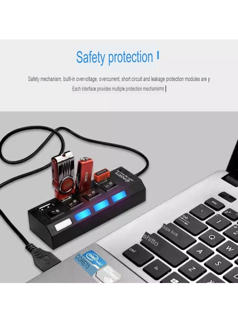 USB Flash Drive Hub - USB 2.0 Independent Switch One To Four White