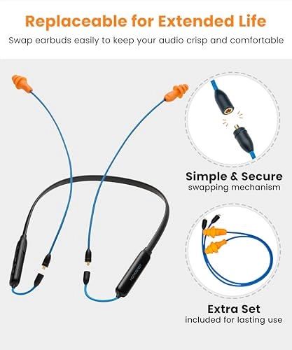 Noise Reduction Wireless Neckband Headphones - Bluetooth 5.3 In Ear