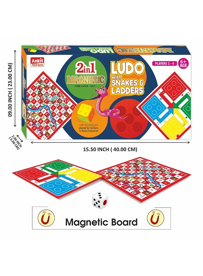 2in1 Magnetic Ludo & Snakes and Ladders - 15" Multicolour