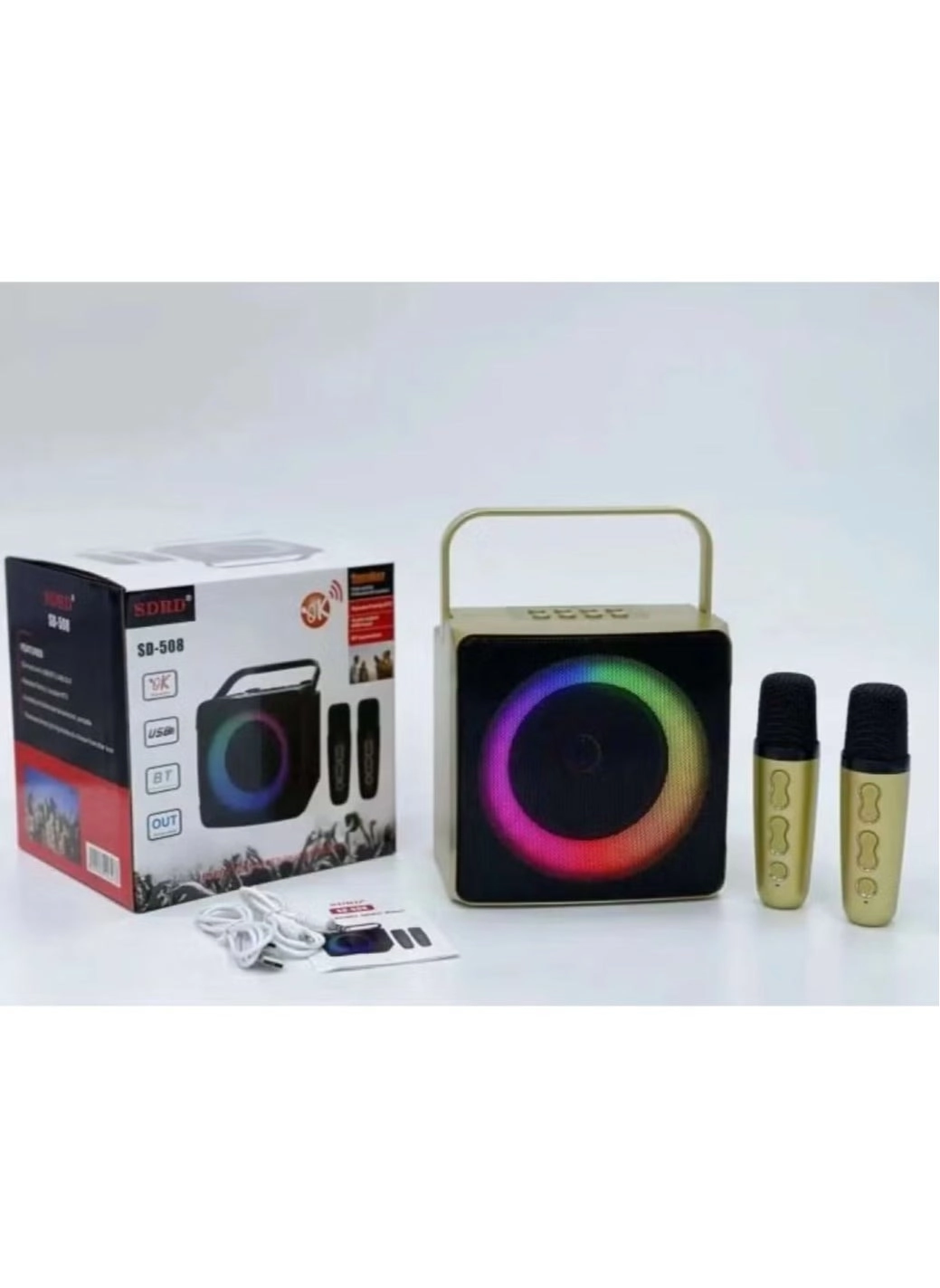 SD-508 - Mini Karaoke Bluetooth Speaker LED Lights Built-In Microphone