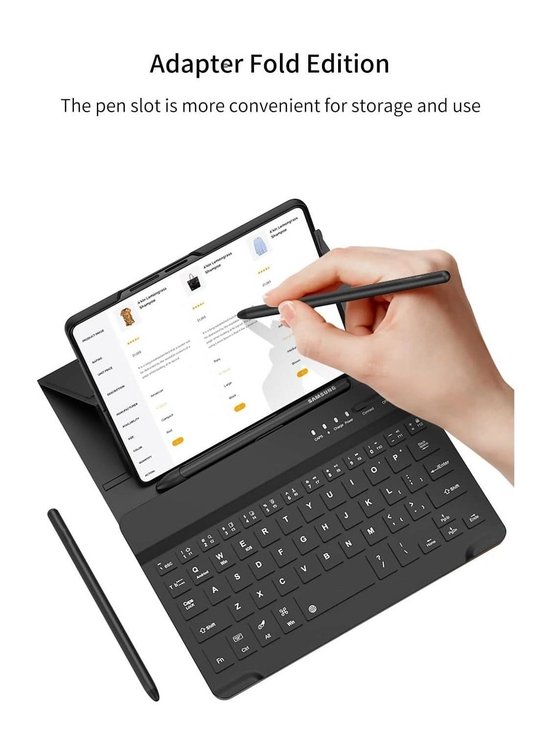 Galaxy Z Fold 4 Case Leather - Keyboard Screen Protector Stylus Pen Slot for Samsung Galaxy Z Fold 4 5G