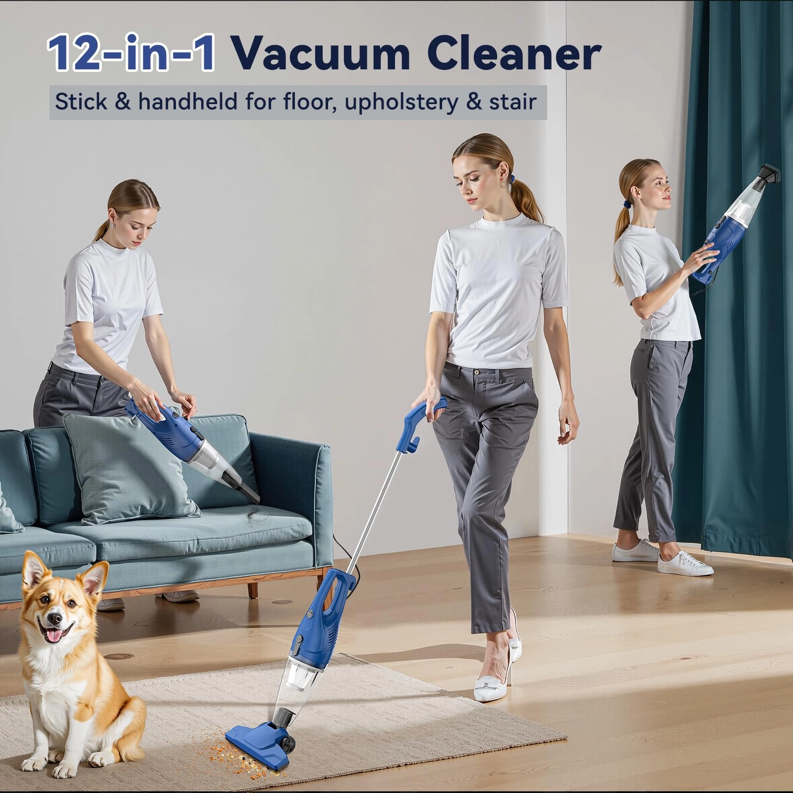 Corded Vacuum Cleaner - 12-in-1 Stick handheld