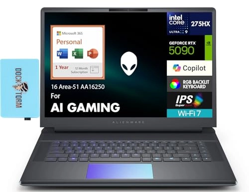 16 Area-51 AA16250 - 16'' 9-275HX 64GB DDR5 4TB PCIe SSD + Microsoft 365 Personal - MC365 + Dockztorm Portable USB Hub