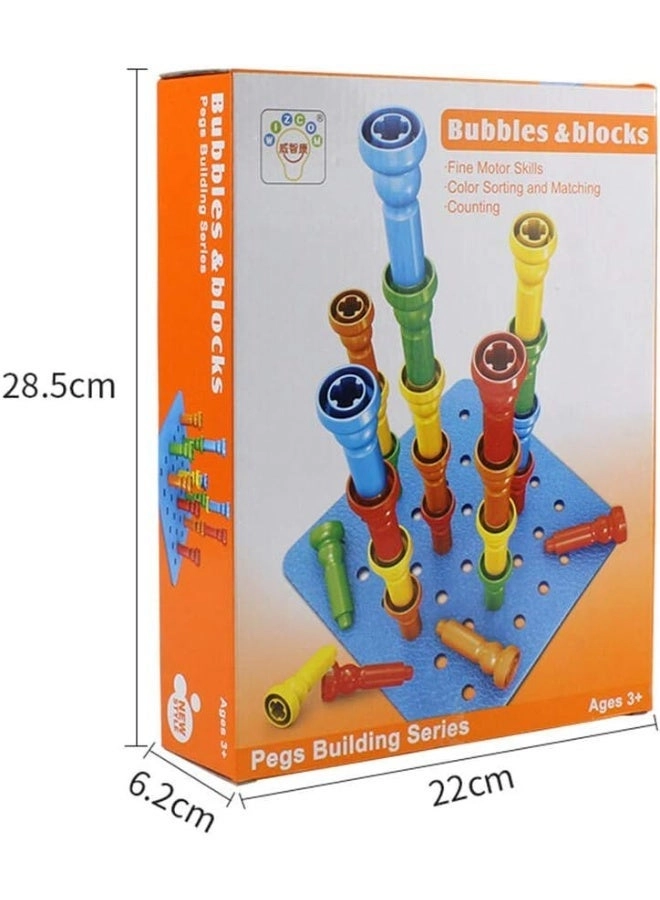 Bubble & Blocks Stacking Peg Board Set - 3 years+