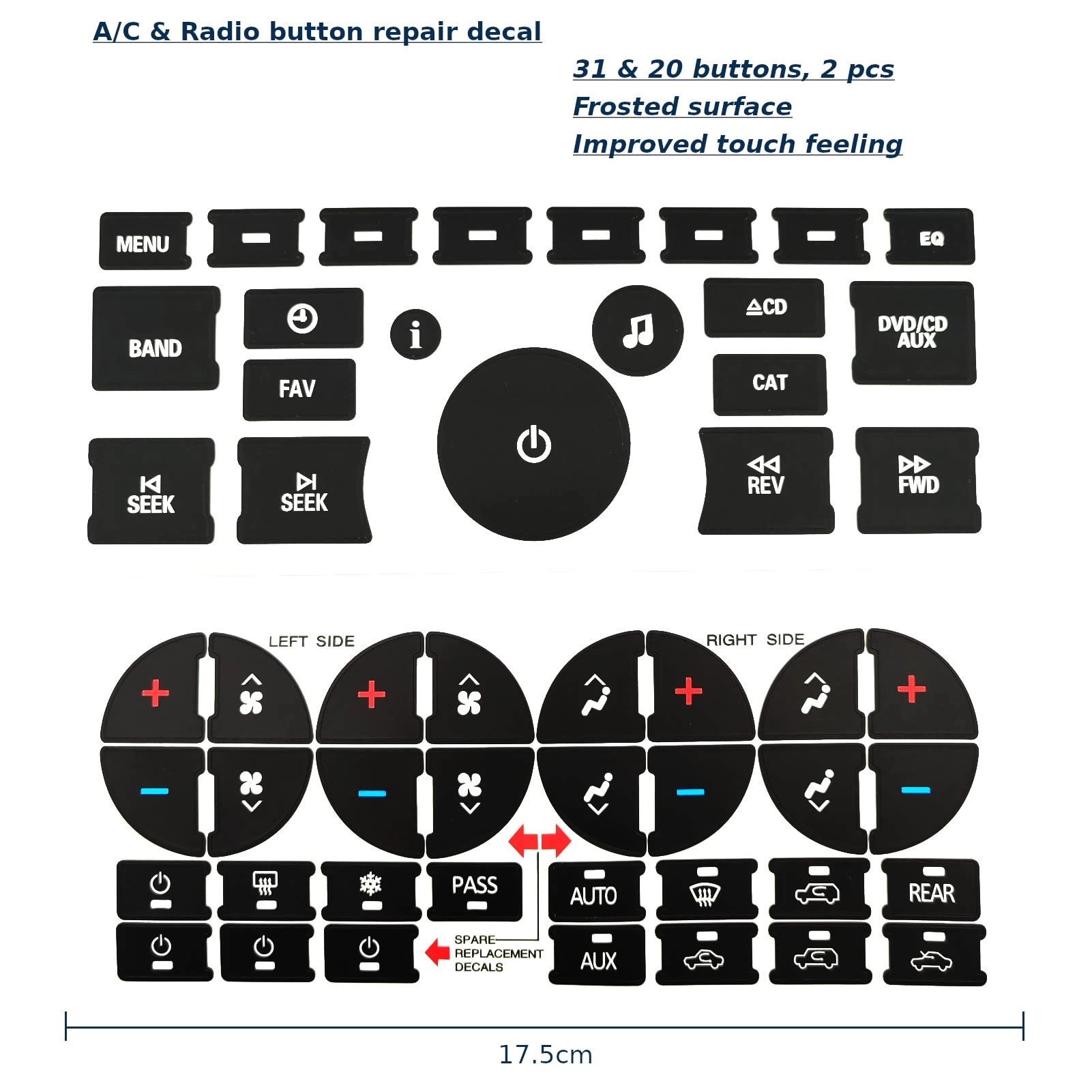 Radio Dash Button Repair Kit