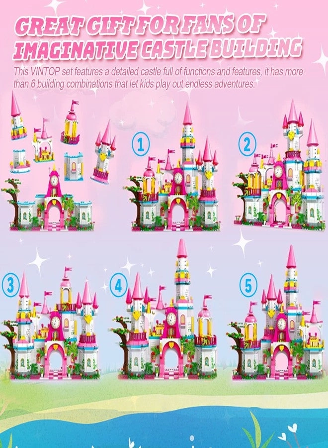 Princess Castle Carriage Playsets - Pink Princess 1000pcs