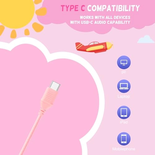 USB Type C Kids Headphones Wired Headphone