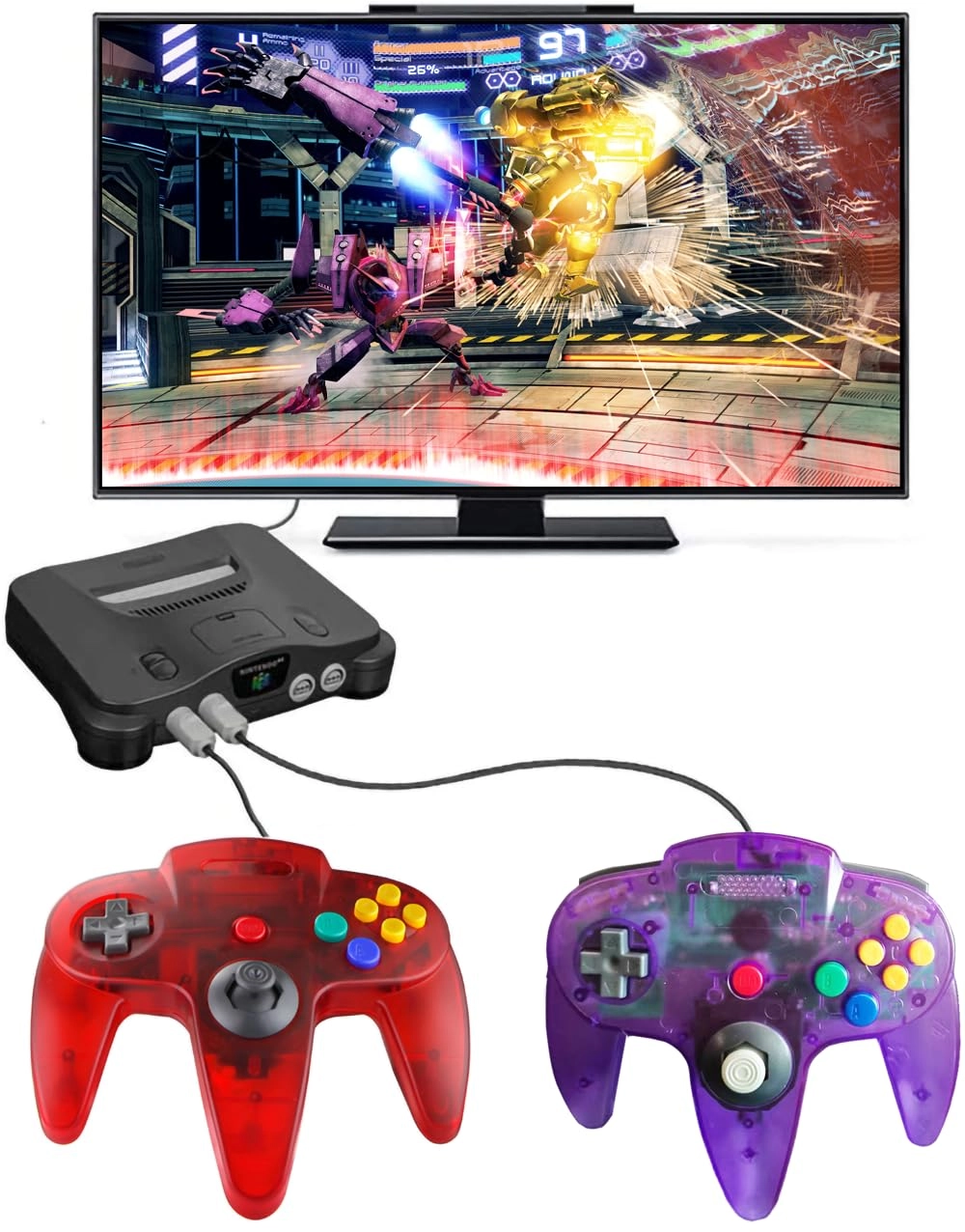N64 Controller - Transparent Red and Transparent Blue N64