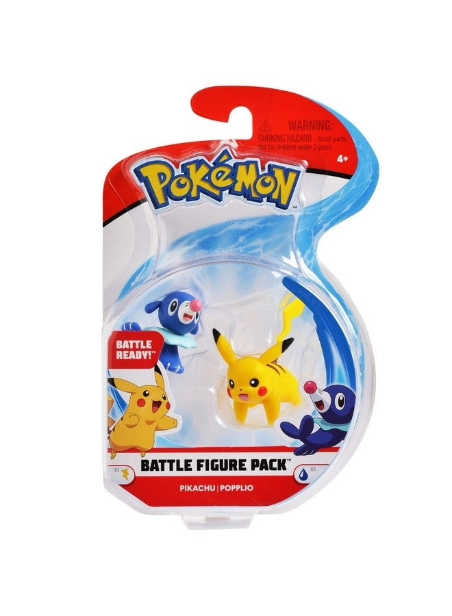 Wicked Cool Toys 2 Inch Battle Action Figure - Pikachu + Popplio (95001) 2 pcs