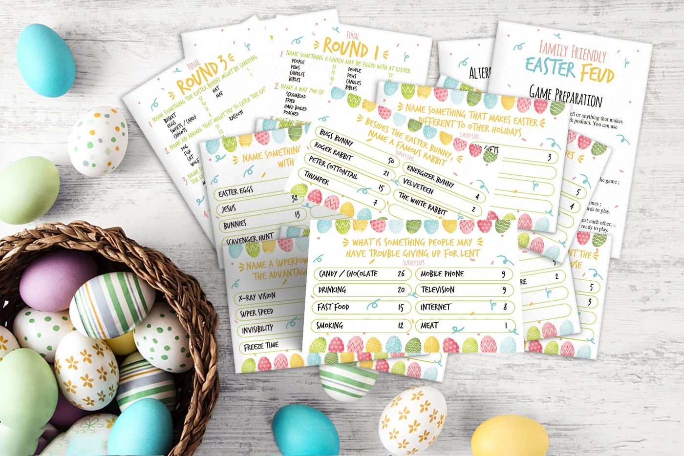 Easter Quiz Trivia - Question ans Answer Cards Family Game Night