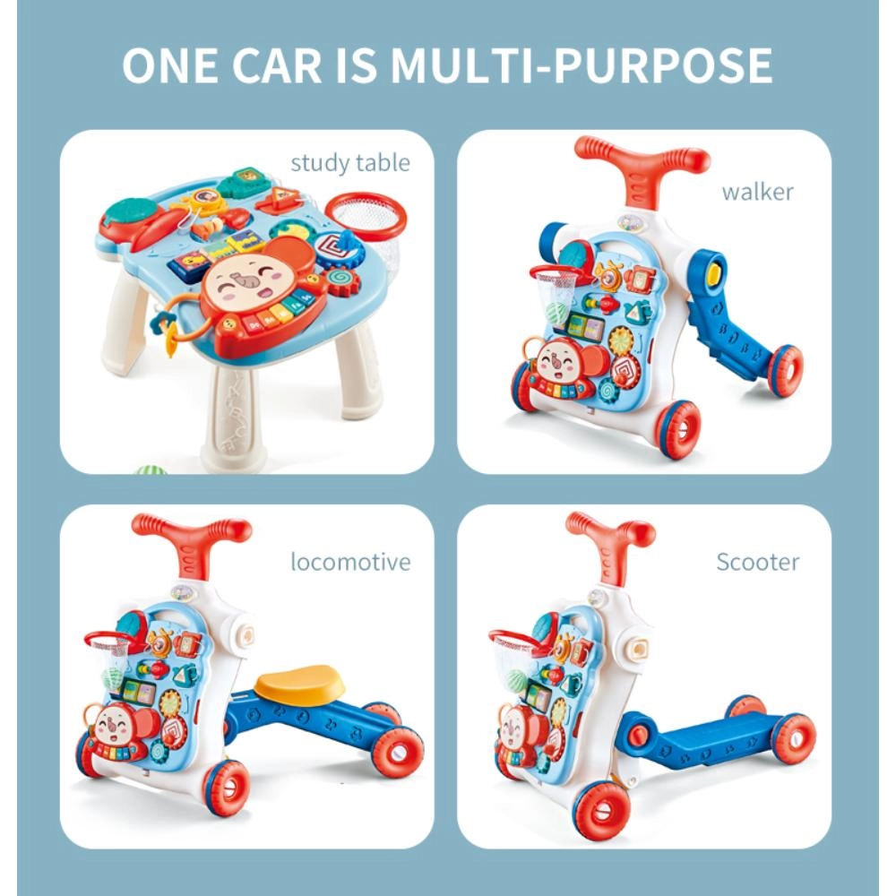 3-In-1 Baby Walker Rotating Chair & Table Playset - Pink Suitable for 6 months and above