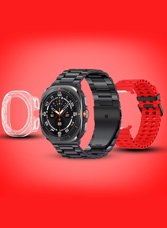 SK7 Ultra + Stainless Steel Band + Silicone Band + Charging Cable + TPU Case Protector