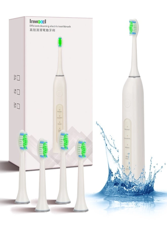 YWD-TB36-WH - 40000 VPM 4 Brush Heads USB Wireless Charging