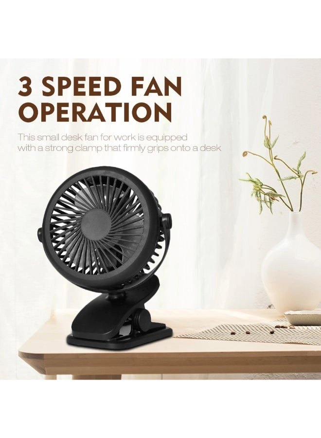 Clip On Mini Desk Cooling Fan - Black Portable