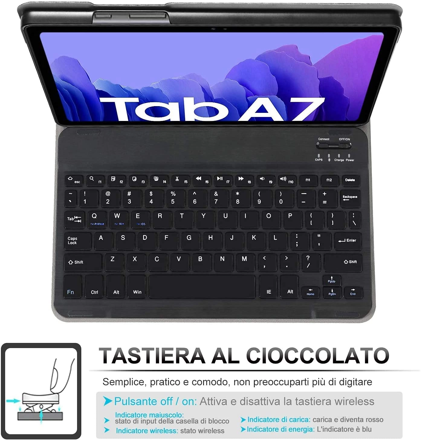 Keyboard Case with Detachable Wireless Keyboard for Samsung Galaxy Tab A7 10.4-inch (2020)